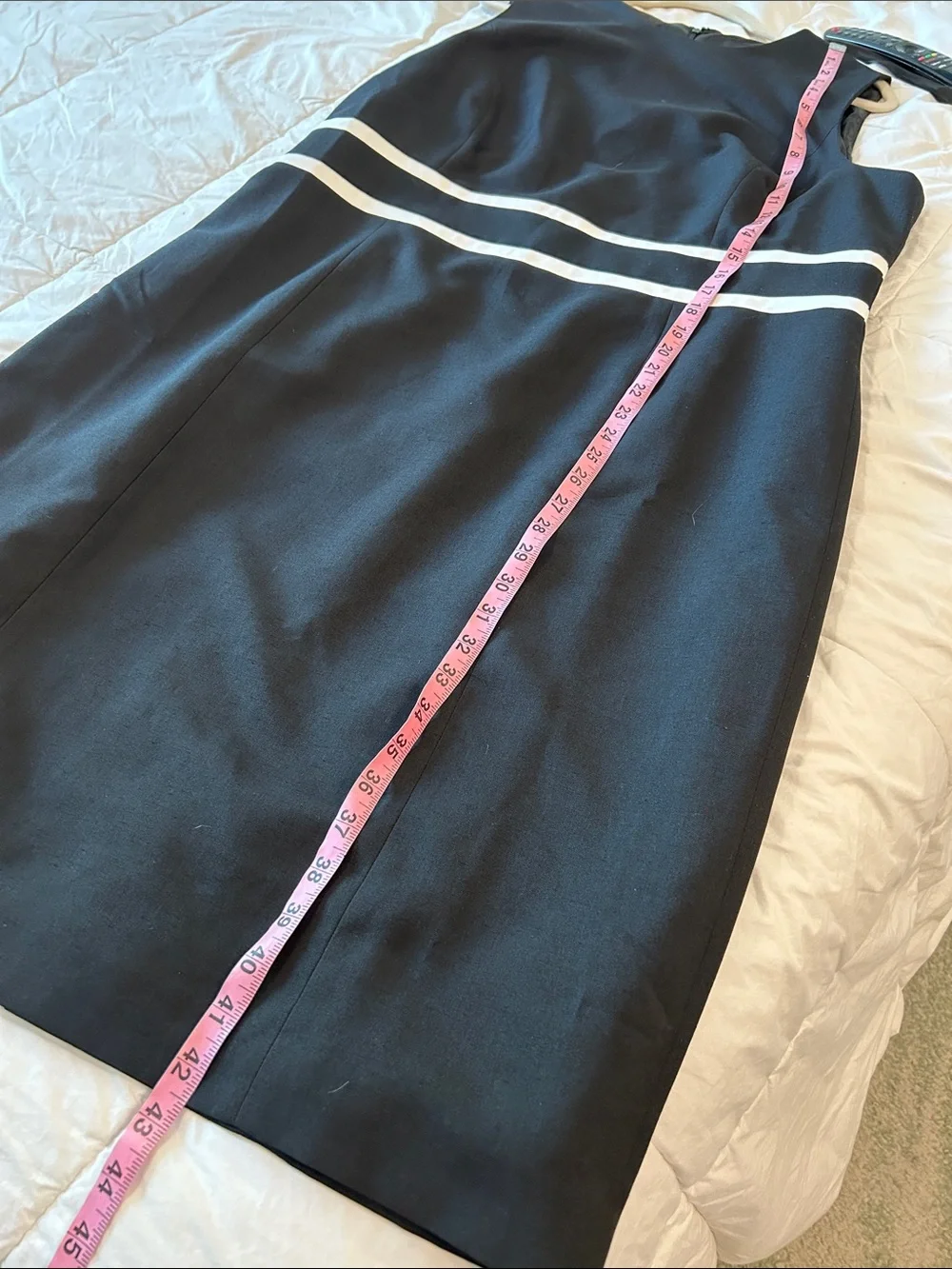 BLACK LABEL Evan Picone Black Midi Sheath Dress with White Waist Stripes